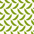 Green pea pods symmetrical seamless pattern