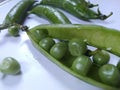 Green pea seeds in a white background Royalty Free Stock Photo