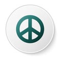 Green Peace icon isolated on white background. Hippie symbol of peace. White circle button. Vector Illustration Royalty Free Stock Photo