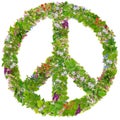 Green Peace symbol from spring plants Royalty Free Stock Photo