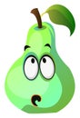 Green pear cartoon face thinking illustration vector