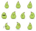 Green Pear Face Cartoons Royalty Free Stock Photo