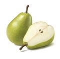 Green pear half lies flat isolated on white background Royalty Free Stock Photo