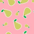 Green pear isolated on white background. Vector illustration. Cute green pear