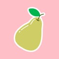 Green pear Vector illustration. Cute green pear