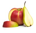 Green pear and ripe red apple Royalty Free Stock Photo