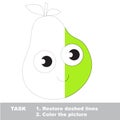 Green pear to be colored. Vector trace game.