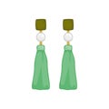 Green Pearl Earings Fashion Style Item Illustration