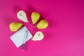 Green pears on background