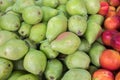 Green Pears and Nectarines for sale at city market Royalty Free Stock Photo