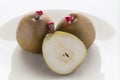 Green pears with red sealing wax Royalty Free Stock Photo