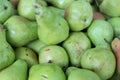 Green pears for sale at city market Royalty Free Stock Photo