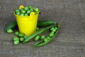 Green peas in a bucket Royalty Free Stock Photo