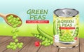Green peas can Vector realistic. Product placement. Label design package. 3d illustrations Royalty Free Stock Photo