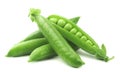 Green peas isolated. Ripe pods of green peas on a white background. Royalty Free Stock Photo
