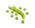 Green peas and pod isolated on white Royalty Free Stock Photo