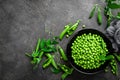 Green peas with pods and leaves Royalty Free Stock Photo