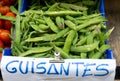 Green peas pods in a market Royalty Free Stock Photo
