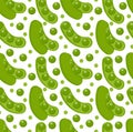 Green peas seamless pattern. Pod endless background, texture. Vegetable backdrop. Royalty Free Stock Photo