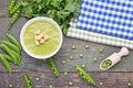 Green peas soup in bowl Royalty Free Stock Photo