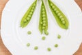 Green peas on a white plate