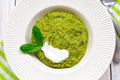 Green pease puree pudding with spinach and spices Royalty Free Stock Photo
