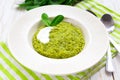 Green pease puree pudding with spinach and spices Royalty Free Stock Photo