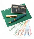 The green pen and notebook Royalty Free Stock Photo
