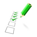 Green pencil with drawn ticks Royalty Free Stock Photo