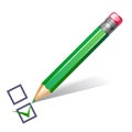 Green pencil with checklist Royalty Free Stock Photo