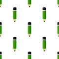 Green Pencil Flat Icon Seamless Pattern