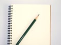 Green pencil on a notebook Royalty Free Stock Photo