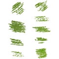 Green pencil outline vector set on white background
