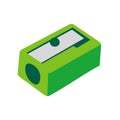 Green pencil sharpener icon design, cartoon style vector illustration Royalty Free Stock Photo