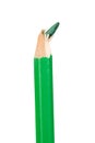 Green pencil vertically with broken tip Royalty Free Stock Photo