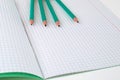 Pencils next to the school notebook