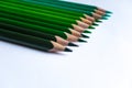 Green Pencils in Row, Isolated on White Background Royalty Free Stock Photo