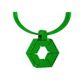 Green Pendant on necklace icon isolated on transparent background.