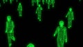 Green people matrix Communication network digital human body Data concept Binary code 3d