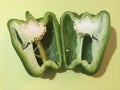 Green pepper cut in half