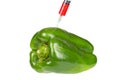 Green pepper with syringe inserted Royalty Free Stock Photo