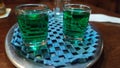 green peppermint liqueur in punches