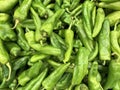 Green peppers close up, food and retail concept Royalty Free Stock Photo