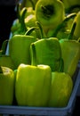 Green Peppers on Display at Farmers Market Royalty Free Stock Photo