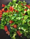Green peppers red peppers jalenpeÃÂ±os sautÃÂ©ed with olive oil