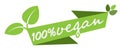 Green 100 percent vegan banner or label