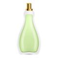 Green perfume bottle icon, realistic style