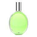 Green perfume bottle mockup, realistic style