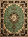 green persian carpet top view Royalty Free Stock Photo