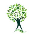 Green Person Tree Vector Icon illustration